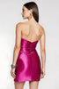 Load image into Gallery viewer, Fuchsia Satin Tight Sweetheart Ruched Short Homecoming Dress