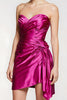 Load image into Gallery viewer, Fuchsia Satin Tight Sweetheart Ruched Short Homecoming Dress
