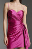 Load image into Gallery viewer, Fuchsia Tight Ruched Short Homecoming Dress with Side Cape