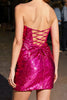 Load image into Gallery viewer, Sparkly Fuchsia Sequin Tight Short Homecoming Dress with Keyhole