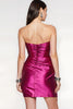 Load image into Gallery viewer, Fuchsia Tight Satin Strapless Short Homecoming Dress with Slit