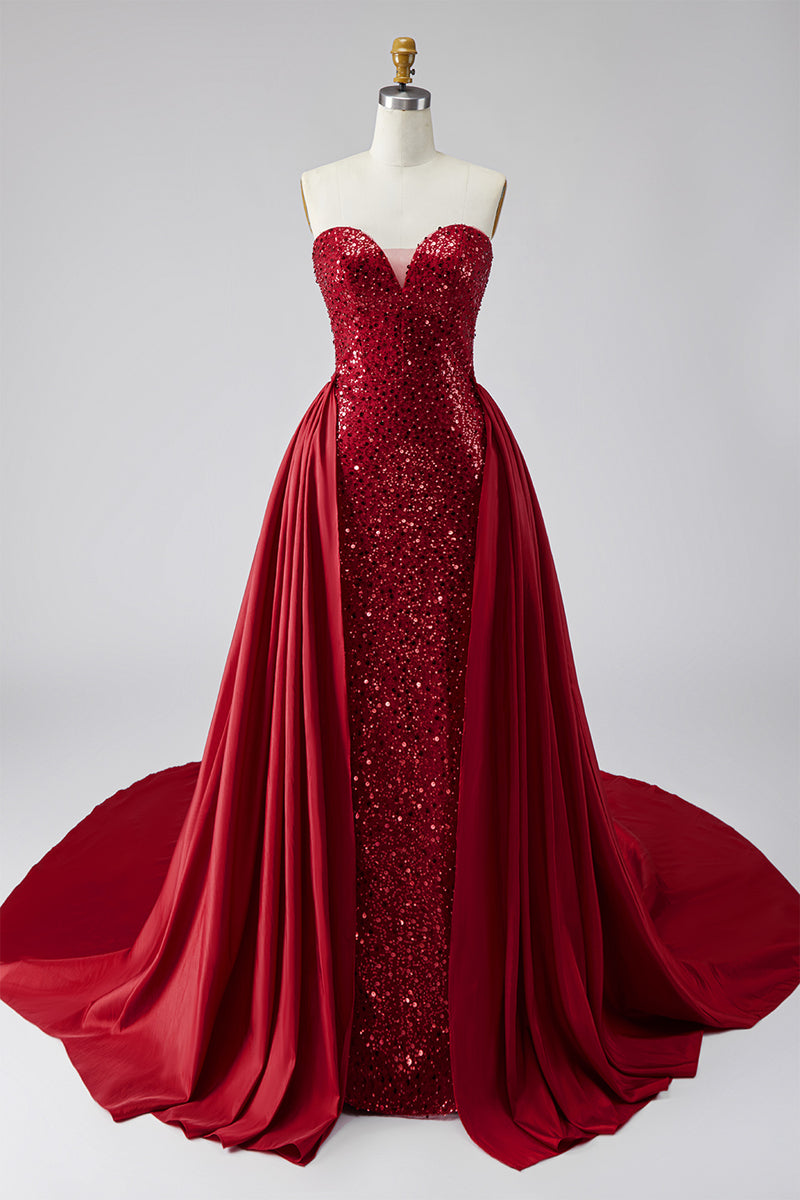 Load image into Gallery viewer, Sparkly Royal Blue Sequin Mermaid Strapless Sequin Long Pageant Dress with Cape
