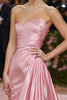 Load image into Gallery viewer, Simple Blush Satin One Shoulder Ruched Long Formal Dress