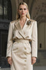 Load image into Gallery viewer, Champagne Mermaid Satin Notched Lapel Midi Work Dress with 3D Flower