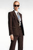 Load image into Gallery viewer, 2 Piece Coffee Satin Notched Lapel Striped Business Suits with Pockets