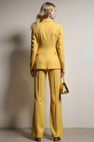 Load image into Gallery viewer, 2 Piece Yellow Satin Notched Lapel One Button Business Suits