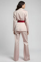 Load image into Gallery viewer, 2 Piece Blush Satin Notched Long Sleeves Lapel Business Suits with Belt