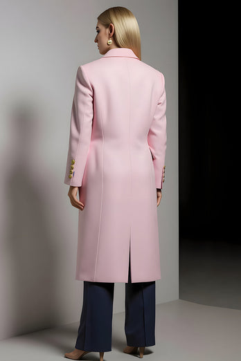 Pink Notched Lapel One Button Notched Lapel Women Blazer