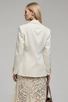 Load image into Gallery viewer, Ivory Satin Notched Lapel Long Sleeves Women Blazer with Buttons