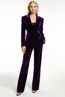 Load image into Gallery viewer, 2 Piece Dark Purple Velvet Peak Lapel Prom Suits with Pockets