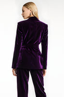 Load image into Gallery viewer, 2 Piece Dark Purple Velvet Peak Lapel Prom Suits with Pockets