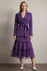 Load image into Gallery viewer, 2 Piece Dark Purple Satin Long Sleeves Notched Lapel Prom Suits with Sash