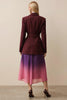 Load image into Gallery viewer, Burgundy Satin Peak Lapel One Button Long Sleeves Women Blazer with Sash