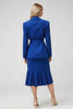 Load image into Gallery viewer, 2 Piece Satin Royal Blue Notched Lapel Midi Business Suits with Sleeves