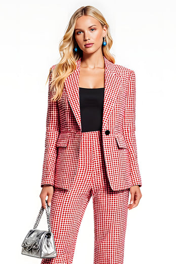 2 Piece Red Shawl Lapel One Button Long Sleeves Business Suits