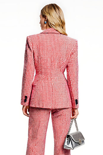 2 Piece Red Shawl Lapel One Button Long Sleeves Business Suits