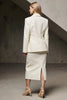 Load image into Gallery viewer, Ivory 2 Piece Notched Lapel Pencil Midi Business Suits with Slit