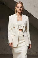 Load image into Gallery viewer, Ivory 2 Piece Notched Lapel Pencil Midi Business Suits with Slit