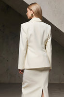 Load image into Gallery viewer, Ivory 2 Piece Notched Lapel Pencil Midi Business Suits with Slit