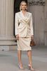 Load image into Gallery viewer, 2 Piece Champagne Pencil Single Breasted Midi Business Suits with Slit