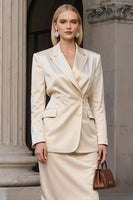 Load image into Gallery viewer, 2 Piece Champagne Pencil Single Breasted Midi Business Suits with Slit