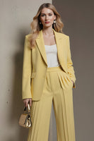 Load image into Gallery viewer, 2 Piece Yellow Notched Lapel Pleated Business Suits with Pockets