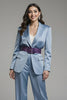Load image into Gallery viewer, 2 Piece Grey Blue Notched Lapel Long Sleeves Business Suits with Belt