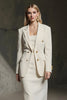 Load image into Gallery viewer, Ivory 2 Piece Double Breasted Pencil Midi Business Suits with Slit