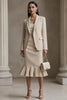 Load image into Gallery viewer, Champagne 2 Piece Mermaid Notched Lapel Midi Business Suits with Ruffles