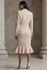 Load image into Gallery viewer, Champagne 2 Piece Mermaid Notched Lapel Midi Business Suits with Ruffles