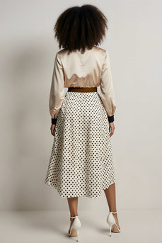 2 Piece Champagne A-Line Satin Long Sleeves Midi Workwear