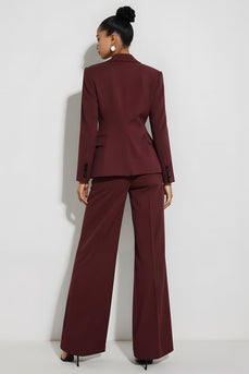 2 Piece Burgundy Single Breasted Notched Lapel Long Sleeves Business Suits