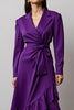 Load image into Gallery viewer, Dark Purple A Line Notched Lapel Long Sleeves Work Dress with Ruffles