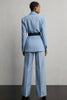 Load image into Gallery viewer, Light Blue Peak Lapel  2 Piece Long Sleeves Business Suits with Sash