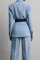 Load image into Gallery viewer, Light Blue Peak Lapel  2 Piece Long Sleeves Business Suits with Sash