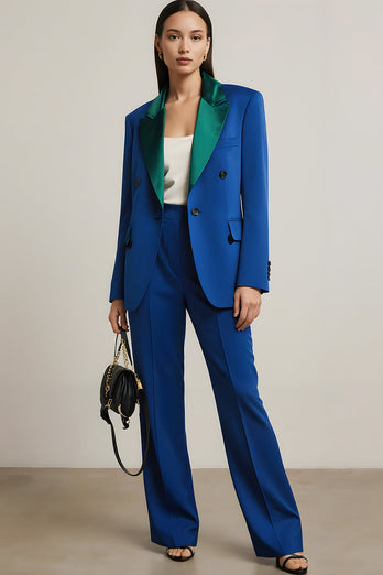 Royal Blue  Peak Lapel 2 Piece Long Sleeves Business Suits