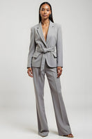 Load image into Gallery viewer, Grey 2 Piece Notched Lapel Long Sleeves Slim Fit Business Suits