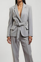 Load image into Gallery viewer, Grey 2 Piece Notched Lapel Long Sleeves Slim Fit Business Suits