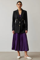 Load image into Gallery viewer, 2 Piece Black and Purple A-Line Pleated Peak Lapel Long Sleeves Business Suits