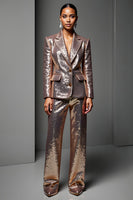 Load image into Gallery viewer, 2 Piece Sparkly Rose Golden Sequin Peak Lapel Long Sleeves Prom Suits