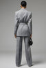 Load image into Gallery viewer, Grey 2 Piece Slim Fit Notched Lapel Long Sleeves Business Suits with Sash