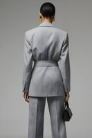 Load image into Gallery viewer, Grey 2 Piece Slim Fit Notched Lapel Long Sleeves Business Suits with Sash