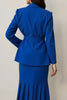 Load image into Gallery viewer, Royal Blue 2 Piece Notched Lapel Midi Pencil Business Suits with Belt