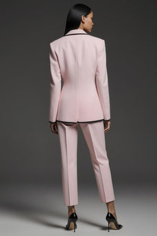 2 Piece Pink Slim Fit Notched Lapel Long Sleeves Business Suits