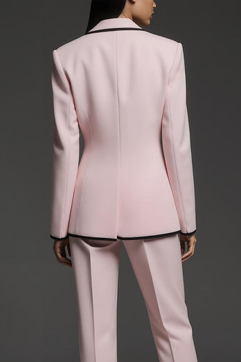 2 Piece Pink Slim Fit Notched Lapel Long Sleeves Business Suits