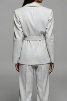 Load image into Gallery viewer, 2 Piece Grey Notched Lapel Long Sleeves Business Suits with Belt