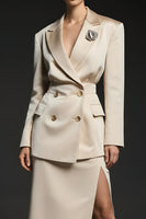 Load image into Gallery viewer, 2 Piece Champagne Notched Lapel Double Breasted Business Suits with Slit