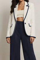 Load image into Gallery viewer, 2 Piece White and Blue Notched Lapel Long Sleeves Business Suits