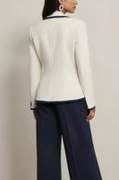 Load image into Gallery viewer, 2 Piece White and Blue Notched Lapel Long Sleeves Business Suits