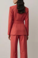 Load image into Gallery viewer, Red 2 Piece Notched Lapel Long Sleeves Prom Suits with Belt